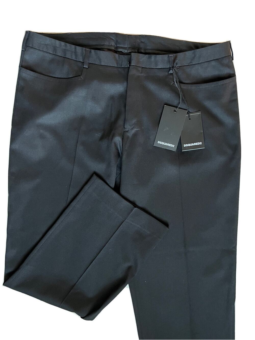 NWT $690 DSQUARED2 Men's Wool Modern Dress Pants Black Size 38 US (54 Euro)